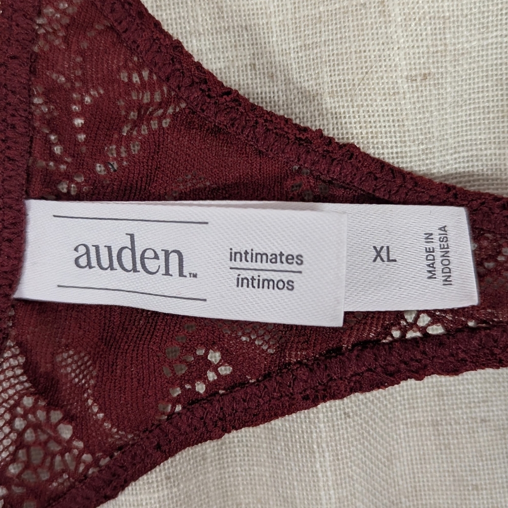 Auden Burgundy Floral Lace Babydoll & Thong Set - XL - Dark Red Lingerie - Picture 7 of 13
